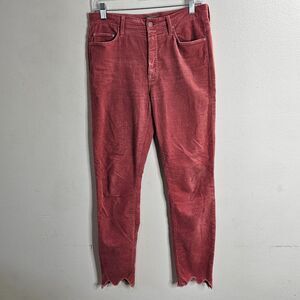 MOTHER Hopscotch Pink Looker Ankle Chew Corduroy Denim High Rise Skinny Jeans 29